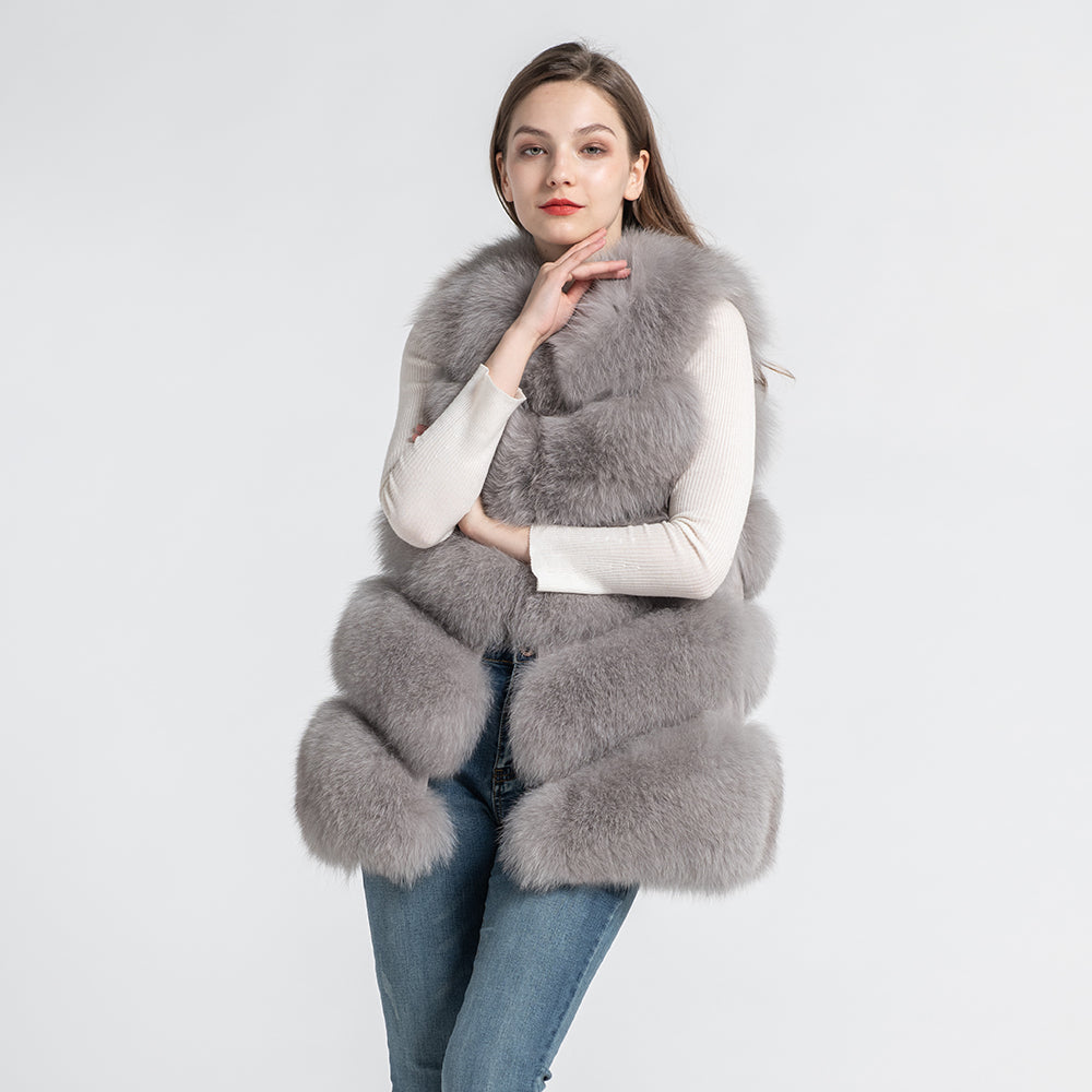 Long grey fur on sale gilet