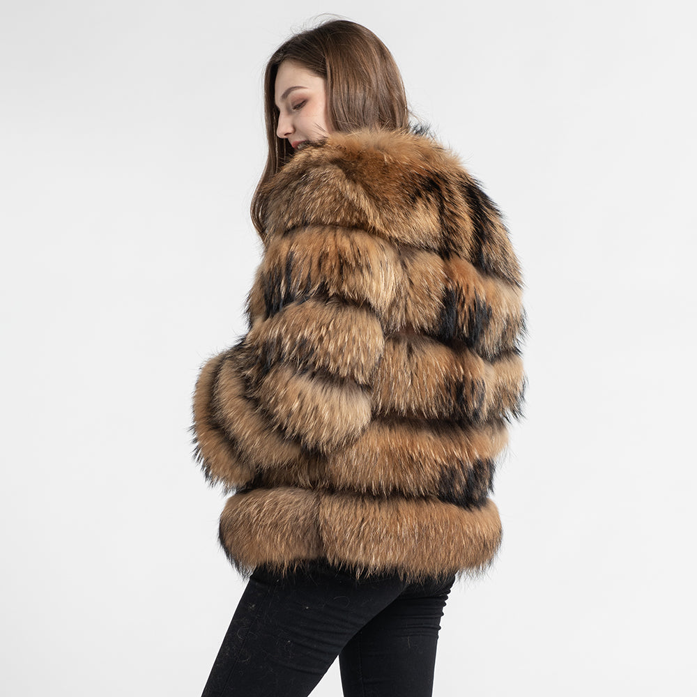 Women's raccoon fur on sale coat