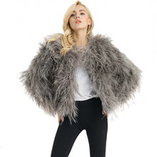 Load image into Gallery viewer, Women Real Ostrich Fur Jacket Fashion Winter Coat Grey