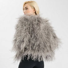 Load image into Gallery viewer, Women Real Ostrich Fur Jacket Fashion Winter Coat Grey