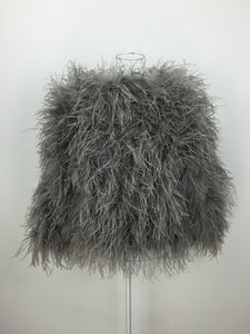 Women Real Ostrich Fur Jacket Fashion Winter Coat Grey