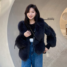 Load image into Gallery viewer, Winter Genuine Sheepskin Leather Jackets Luxury Women Fox Fur Coats