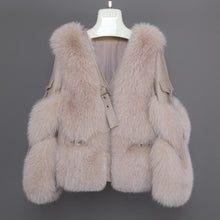 Load image into Gallery viewer, Winter Warm Women Genuine Sheepskin Leather Jackets Fox Fur Coats