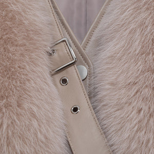 Winter Warm Women Genuine Sheepskin Leather Jackets Fox Fur Coats