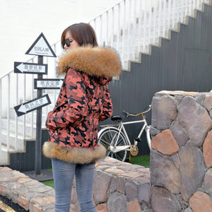 Women's New Fashion Parka Real Raccoon Fur Coats Winter Warm Jackets