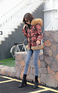 Women's New Fashion Parka Real Raccoon Fur Coats Winter Warm Jackets