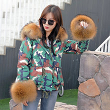 Load image into Gallery viewer, Women&#39;s Winter Keep Warm Fur Parka Real Raccoon Fur Coats