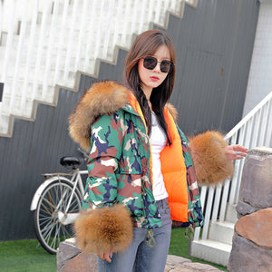 Women's Winter Keep Warm Fur Parka Real Raccoon Fur Coats