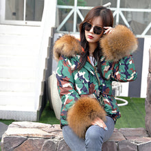 Load image into Gallery viewer, Women&#39;s Winter Keep Warm Fur Parka Real Raccoon Fur Coats