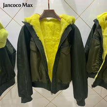 Load image into Gallery viewer, Winter Fashion Waterproof Double Face Fur Jackets Real Rex Rabbit Fur Warm Coats