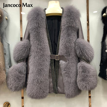 Load image into Gallery viewer, Women&#39;s Winter Warm Real Fox Fur Jackets Genuine Sheepskin Leather Coats