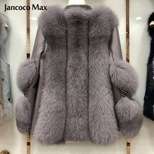 Load image into Gallery viewer, Women&#39;s Winter Warm Real Fox Fur Jackets Genuine Sheepskin Leather Coats