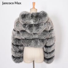 Load image into Gallery viewer, Winter Women Fashion Real Fur Hooded Coats Short Style Fox Fur Jackets