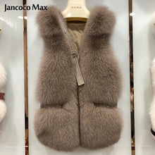 Load image into Gallery viewer, Women Winter Real Fur Vest Warm Fashion Leather Gilet Fluffy Waistcoat