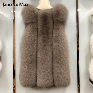 Women Winter Real Fur Vest Warm Fashion Leather Gilet Fluffy Waistcoat