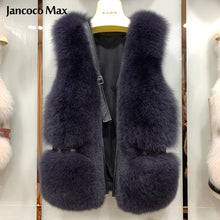 Load image into Gallery viewer, Women&#39;s Luxury Leather Gilet Winter Warm Real Fur Vest Fashion Waistcoat