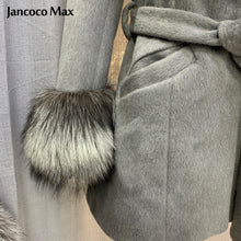 Load image into Gallery viewer, Women Fashion Fur Coat Silver Fox Collar Wool Coats Winter Long Jackets