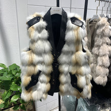 Load image into Gallery viewer, Women Luxury Genuine Sheepskin Leather Gilet Real Fox Fur Vest Fashion Waistcoat