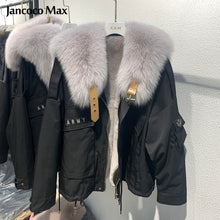 Load image into Gallery viewer, Women&#39;s Real Fox Fur Parka Coats Rex Rabbit Fur Lining Thick Warm Fur Jackets