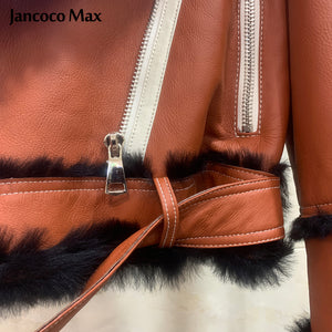 Women Double Face Real Lamb Fur Coats Genuine Sheepskin Leather Jackets