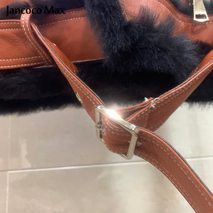 Women Double Face Real Lamb Fur Coats Genuine Sheepskin Leather Jackets