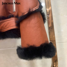 Load image into Gallery viewer, Women Double Face Real Lamb Fur Coats Genuine Sheepskin Leather Jackets