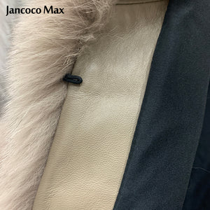 Luxury Real Sheepskin Leather Jackets Women Winter Thick Warm Fox Fur Coat