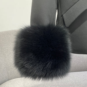 Women's Luxury Real Fur Coat Diamond with Detachable Fox Fur Cuff