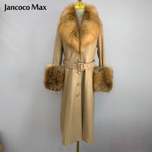 Load image into Gallery viewer, Women Real Fur Coat Warm Windbreaker Fashion Long Leather Jackets