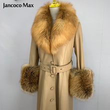 Load image into Gallery viewer, Women Real Fur Coat Warm Windbreaker Fashion Long Leather Jackets