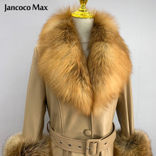 Load image into Gallery viewer, Women Real Fur Coat Warm Windbreaker Fashion Long Leather Jackets