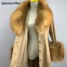 Load image into Gallery viewer, Women Real Fur Coat Warm Windbreaker Fashion Long Leather Jackets