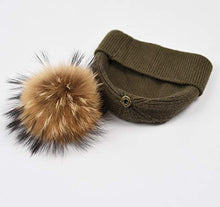 Load image into Gallery viewer, Womens Winter Hat Fur Pom Pom Hat Knitted Angora Beanie Pom Hat