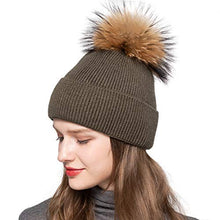 Load image into Gallery viewer, Womens Winter Hat Fur Pom Pom Hat Knitted Angora Beanie Pom Hat