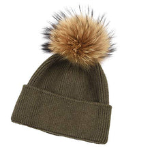 Load image into Gallery viewer, Womens Winter Hat Fur Pom Pom Hat Knitted Angora Beanie Pom Hat