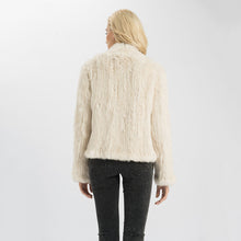 Load image into Gallery viewer, Ladies Real Rabbit Fur Coat Knitted Soft Fur Jacket Beige