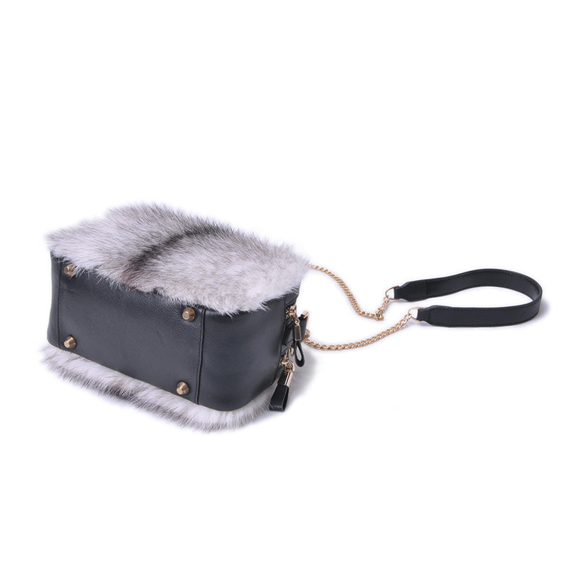 Genuine Mink Fur Single Shoulder Messenger Bag for Ladies Fashion Designer  Bag 7997