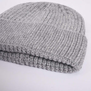 Women Angora Beanie Hat Cuffed Plain Knit Hat Cap Ski Soft Headwear Grey