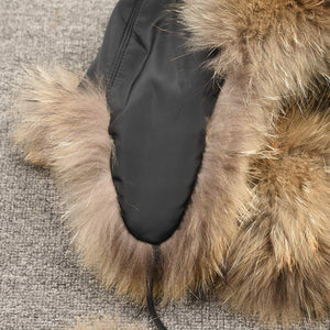 Real Raccoon Fur Bomber Hat Ushanka Trapper Beanie Earflap Caps