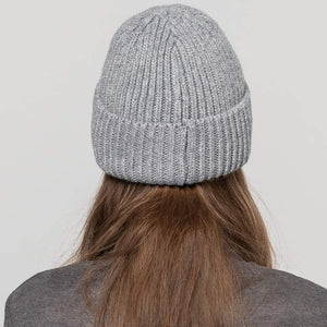 Women Angora Beanie Hat Cuffed Plain Knit Hat Cap Ski Soft Headwear Grey