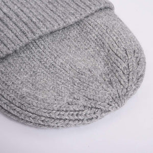 Women Angora Beanie Hat Cuffed Plain Knit Hat Cap Ski Soft Headwear Grey