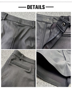 Lady Leather Shorts High Waist Fake Pocket Genuine Sheepskin Pants Snaps Daily Elastic 2022 Spring Autumn New TF4798