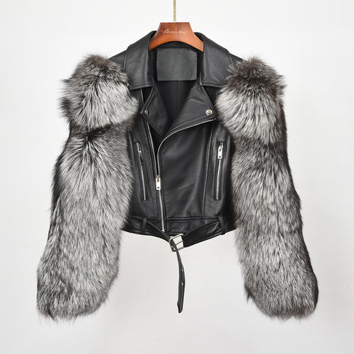 Women Genuine Sheepskin Leather Jacket Winter Real Fur Coats