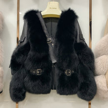 Load image into Gallery viewer, Winter Genuine Sheepskin Leather Jackets Luxury Women Fox Fur Coats