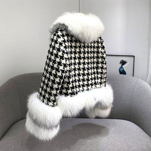 Women Luxury Winter Fashion Fur Jackets Lattice Real Fox Fur Coats