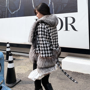 Women Luxury Fur Coats Winter Fashion Lattice Coats Real Fox Fur Jackets