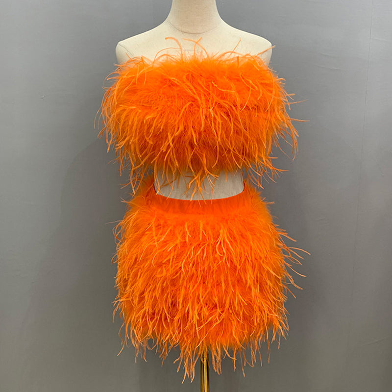 1pc 2m/78in Ostrich Feather Strip, Multicolor, Orange, Suitable For  Christmas Costume Decoration, Diy Hair Clip Accessory, Performance Dance  Costume, High-end Dress, Clothing Material, Etc.