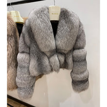 Load image into Gallery viewer, Women Luxury Silver Fox Fur Jacket Winter Warm Luxury Coat