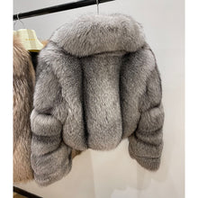 Load image into Gallery viewer, Women Luxury Silver Fox Fur Jacket Winter Warm Luxury Coat