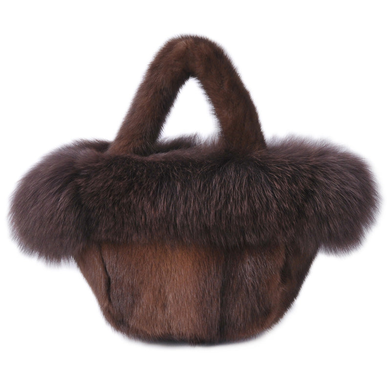 Mink Fur Tote Bag with Mink Fur Handles